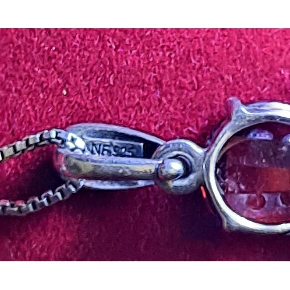 Garnet Cross Necklace 18 inch Chain Large Sterling Silver Marcasite Pendant VTG - Picture 9 of 11